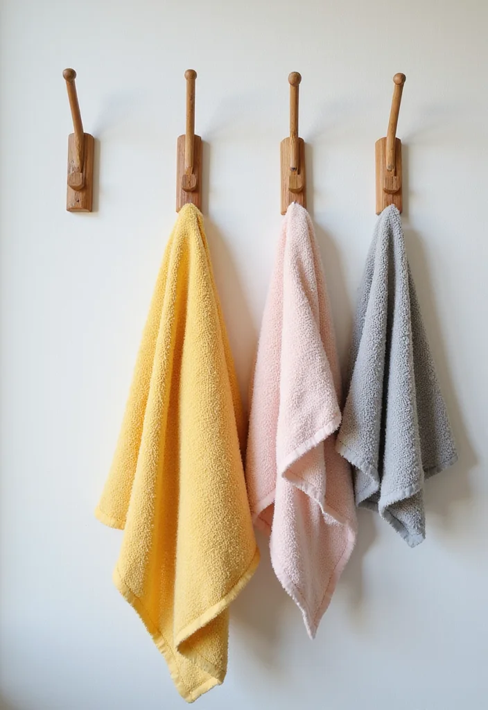 12 Bathroom Towel Hanging Ideas for Practical Clean Organization - 1. Sustainable Bamboo Hooks