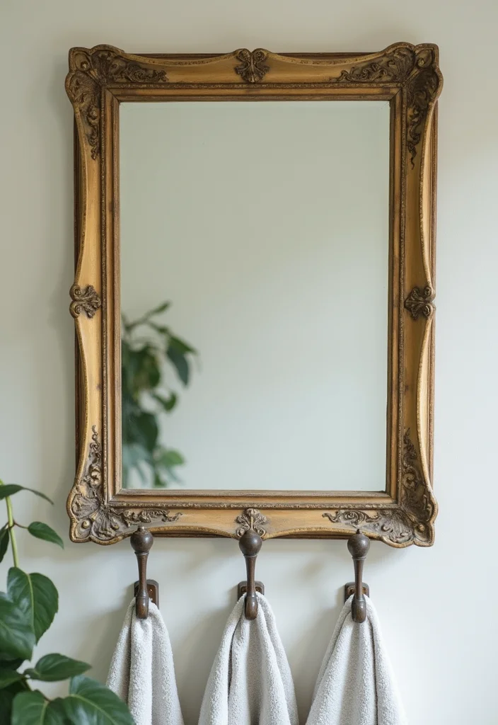 12 Bathroom Towel Hanging Ideas for Practical Clean Organization - 8. Repurposed Vintage Frames