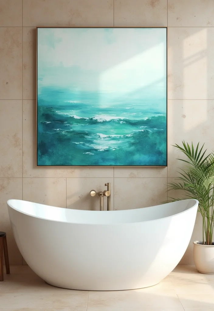 12 Bathroom Wall Art Ideas for Personality, Texture, and Color - 3. Ocean-Inspired Artwork