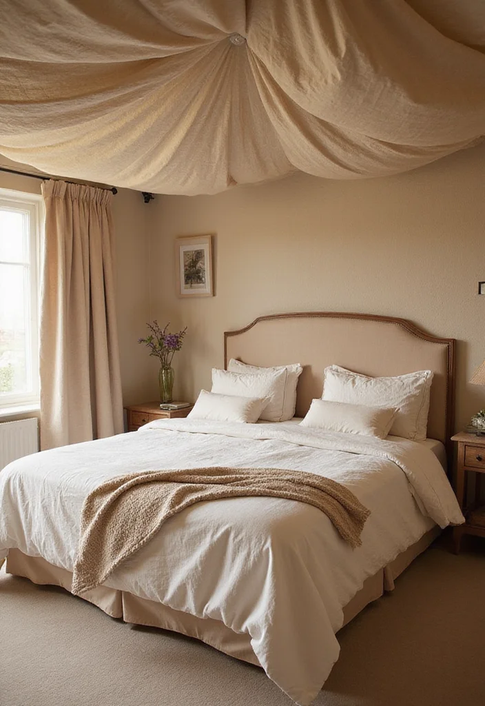 12 Bedroom Ceiling Ideas for Stylish Unexpected Design 100 12 Bedroom Ceiling Ideas for Stylish Unexpected Design - 10. Fabric-Covered Ceilings