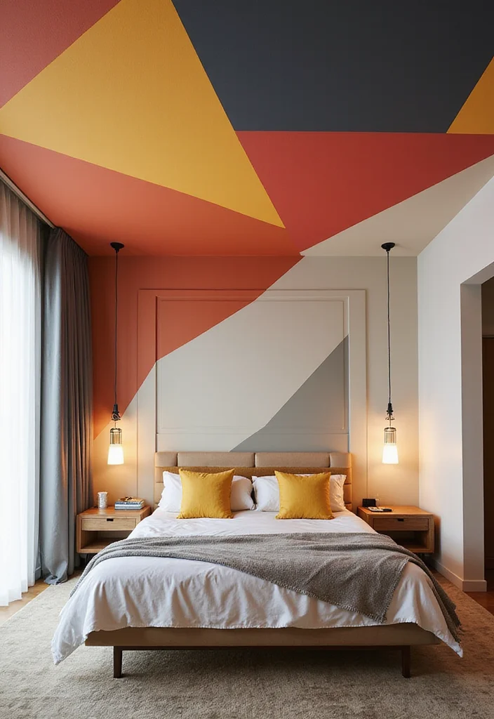 12 Bedroom Ceiling Ideas for Stylish Unexpected Design 111 12 Bedroom Ceiling Ideas for Stylish Unexpected Design - 11. Geometric Shapes
