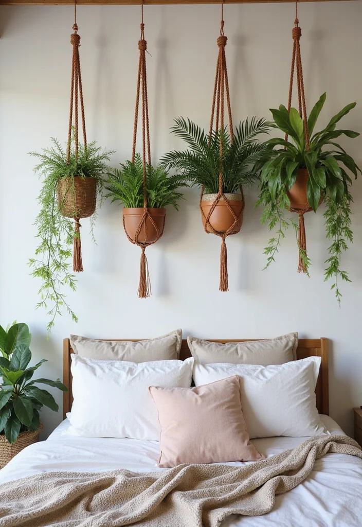 12 Bedroom Ceiling Ideas for Stylish Unexpected Design 34 12 Bedroom Ceiling Ideas for Stylish Unexpected Design - 4. Hanging Plants and Greenery