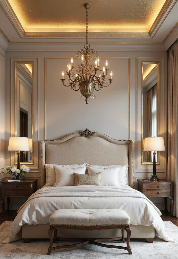 12 Bedroom Ceiling Ideas for Stylish Unexpected Design 78 12 Bedroom Ceiling Ideas for Stylish Unexpected Design - 8. Metallic Accents