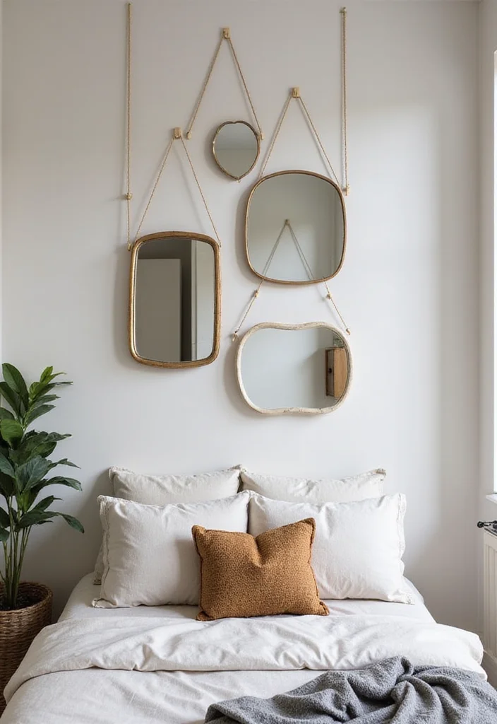 12 Bedroom Mirror Ideas for Bright Spacious Reflections - 10. Hanging Mirrors