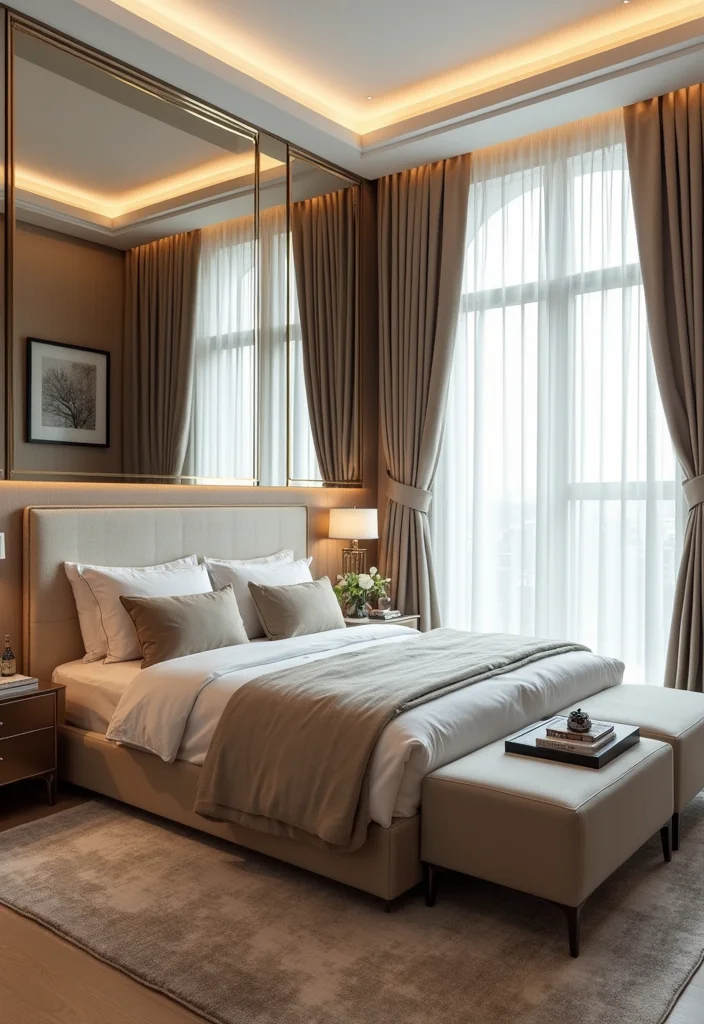 12 Bedroom Mirror Ideas for Bright Spacious Reflections - 7. Mirrored Accent Walls