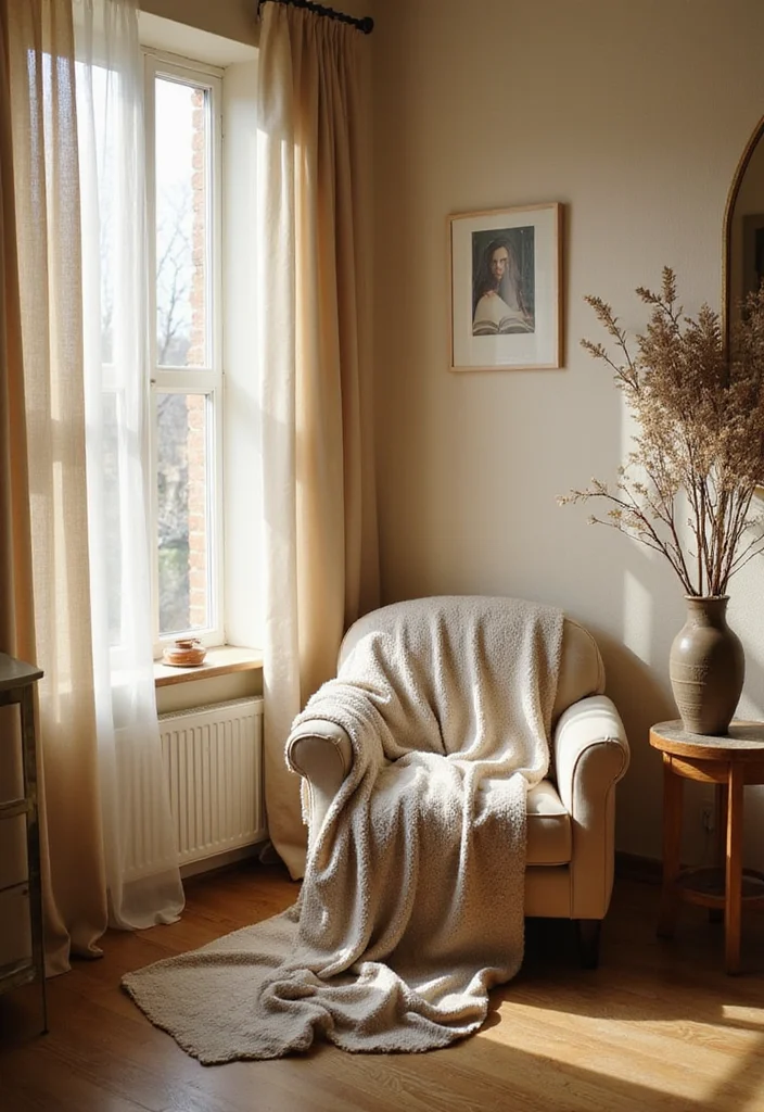 12 Beige Bedroom Ideas for Warm Neutral Relaxing Comfort - 9. Cozy Reading Nook