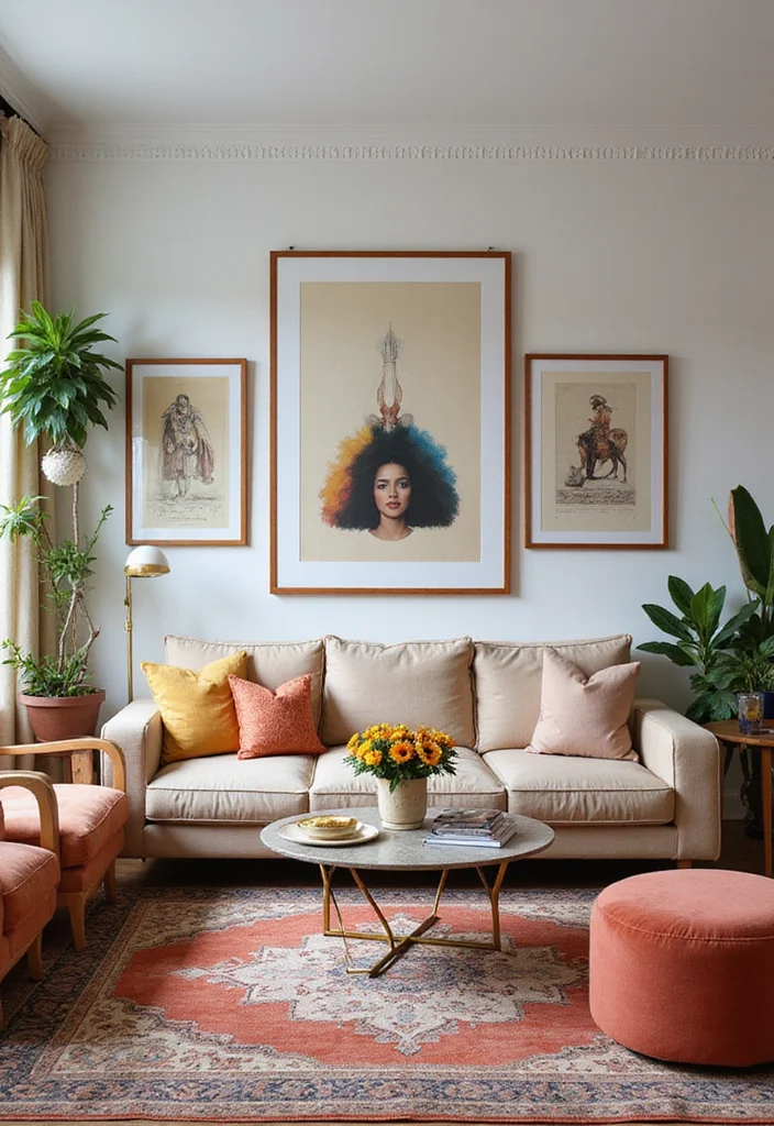 12 Beige Couch Living Room Ideas for Soft Neutral Warmth - 11. Modern Eclectic Mix