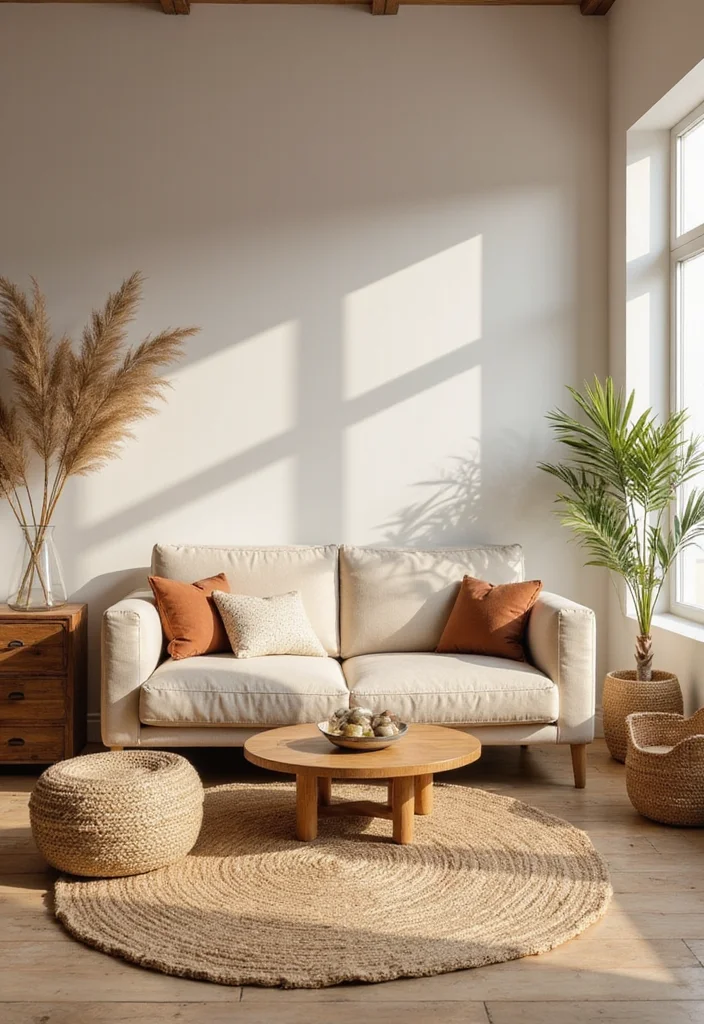 12 Beige Couch Living Room Ideas for Soft Neutral Warmth - 3. Earthy Tones and Textures