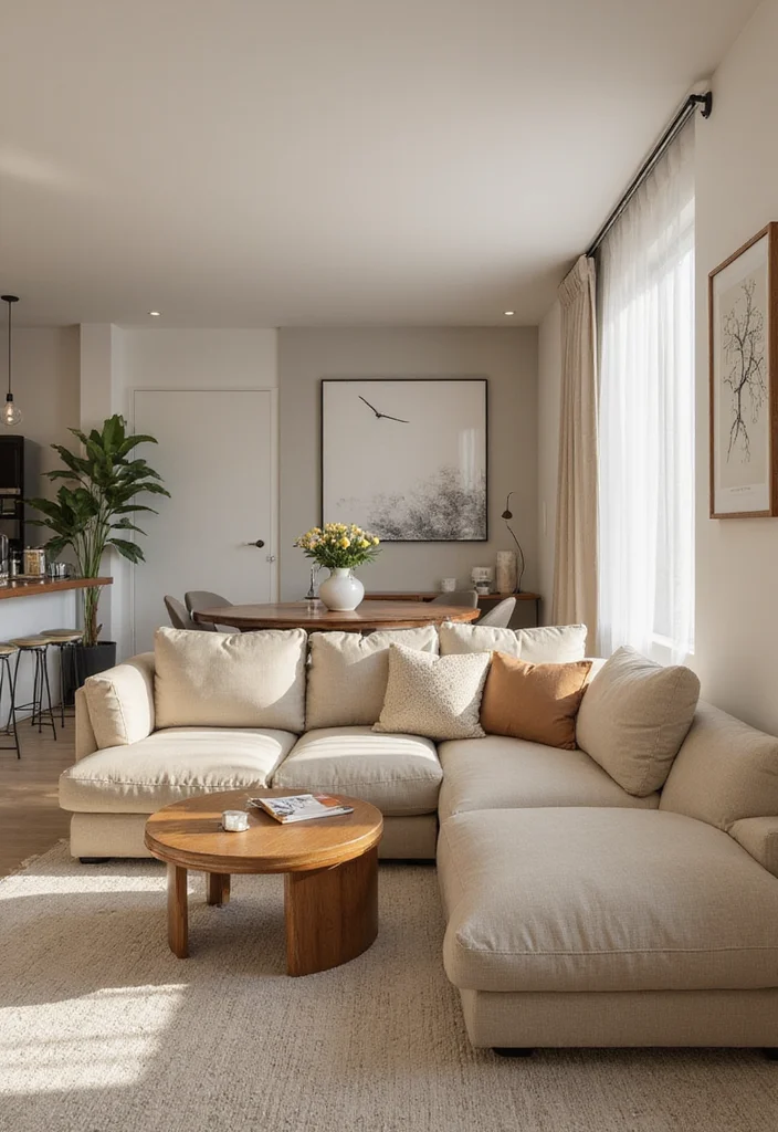12 Beige Couch Living Room Ideas for Soft Neutral Warmth - 9. Open Concept Harmony