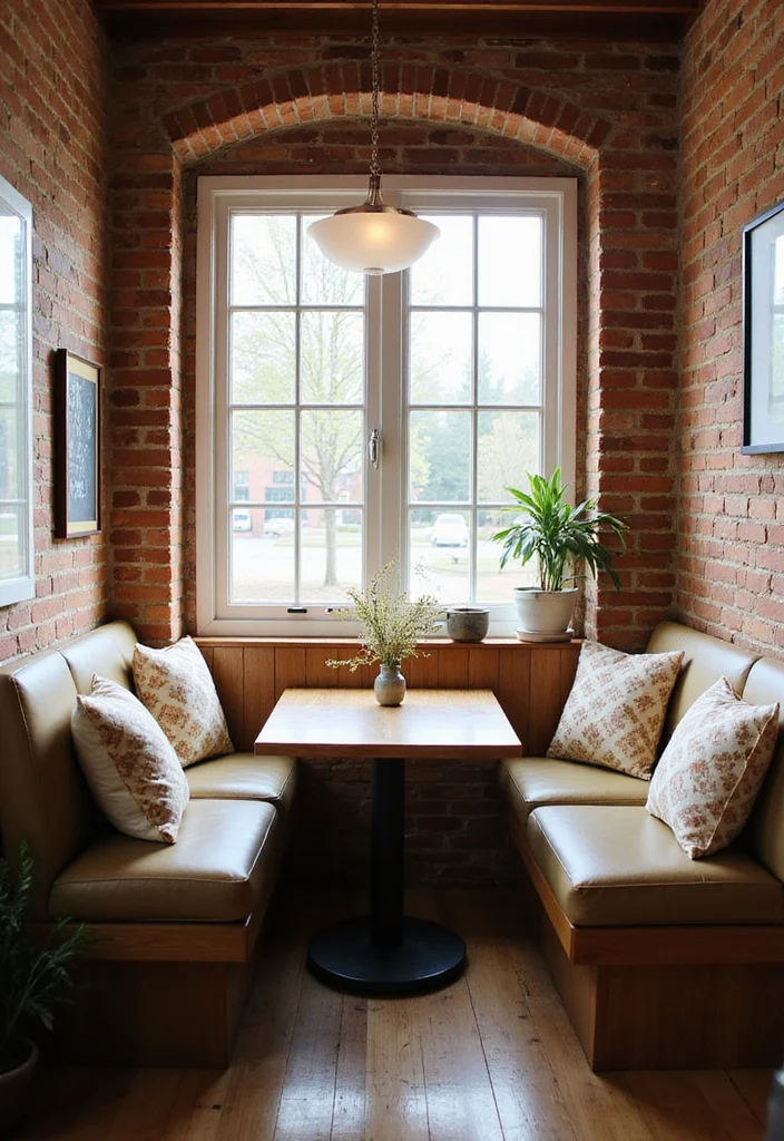 12 Brick Wall Kitchen Ideas for Warm Textured Industrial Charm - 4. Cozy Nook with Brick Details