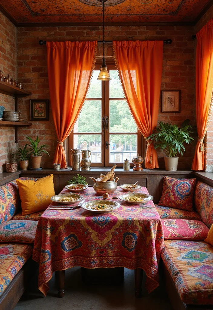 12 Indian Kitchen Ideas for Practical Warm Flavorful Design - 5. Vibrant Textiles