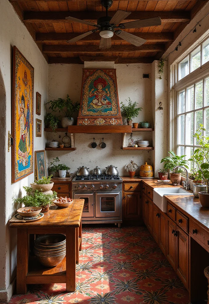 12 Indian Kitchen Ideas for Practical Warm Flavorful Design - 7. Cultural Artwork