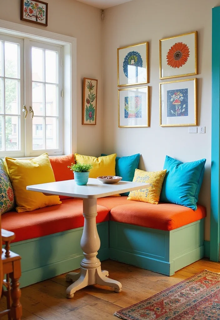 12 Kitchen Banquette Ideas for Cozy Dining and Extra Seating - 5. Colorful Playfulness
