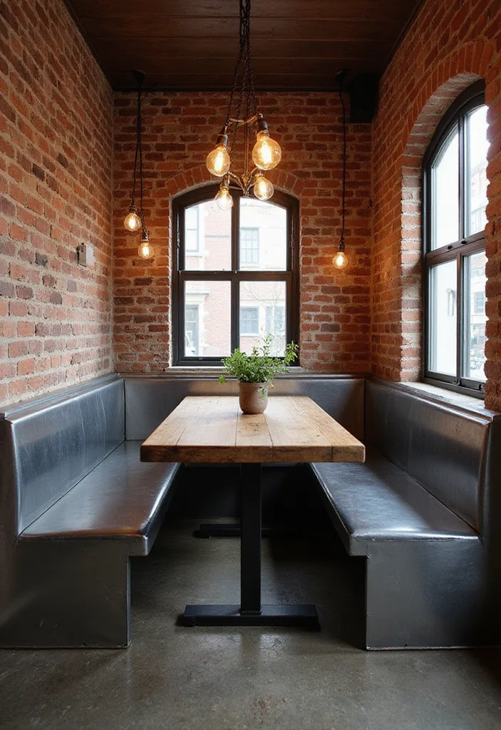 12 Kitchen Banquette Ideas for Cozy Dining and Extra Seating - 6. Industrial Edge