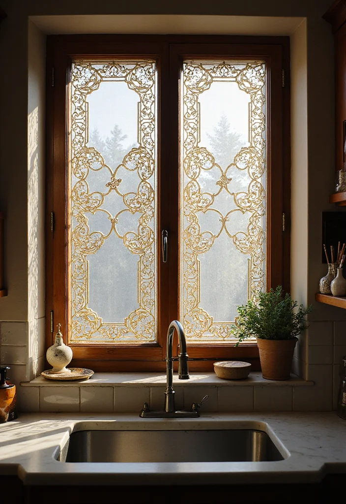 12 Kitchen Sink Window Ideas for Bright Fresh Natural Light - 10. Artisanal Window Screens