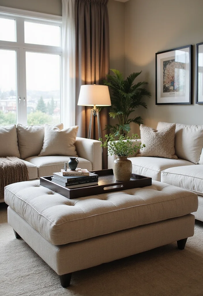 12 Living Room Ottoman Ideas for Multifunctional Practical Style - 3. Ottoman Coffee Table
