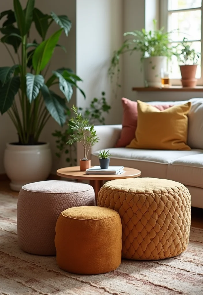 12 Living Room Ottoman Ideas for Multifunctional Practical Style - 4. Nested Ottomans