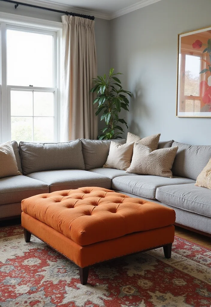 12 Living Room Ottoman Ideas for Multifunctional Practical Style - 6. Upholstered Ottomans