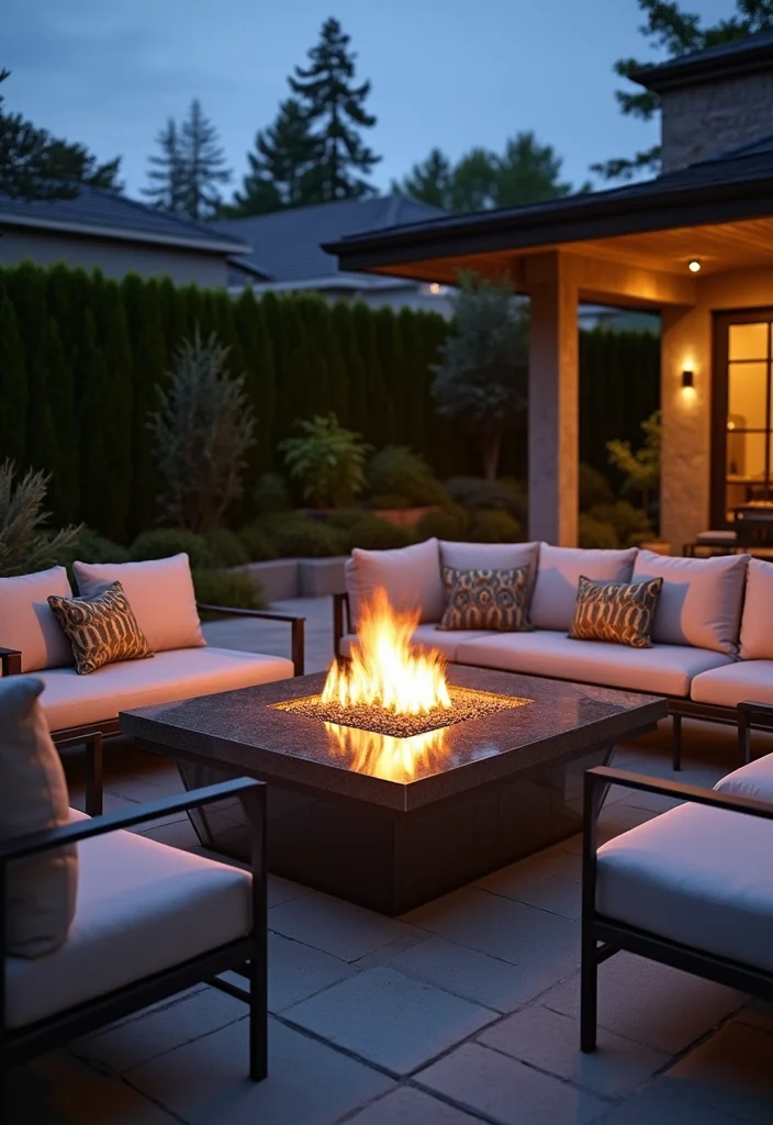 12 Modern Firepits Backyard Ideas for Sleek Warm Evenings - 7. Glass and Steel Fire Table