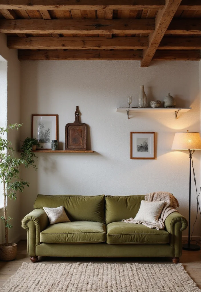 12 Olive Green Sofa Living Room Ideas for Fresh Earthy Vibes - 3. Rustic Charm