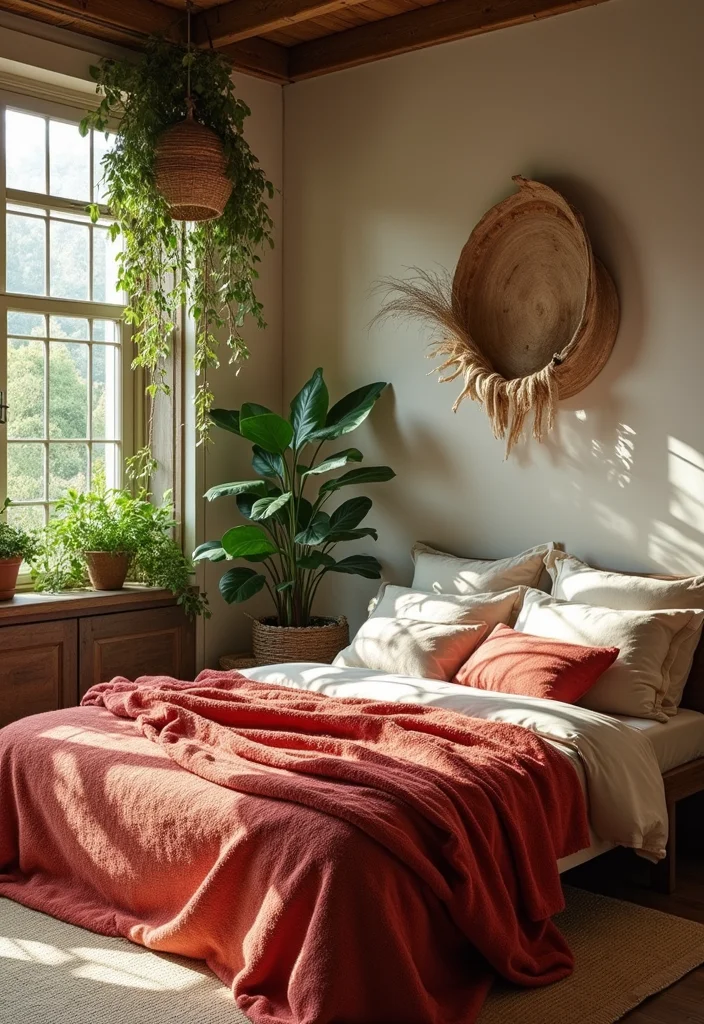 12 Red Bedroom Ideas for Bold Warm Cozy Character - 9. Natural Elements