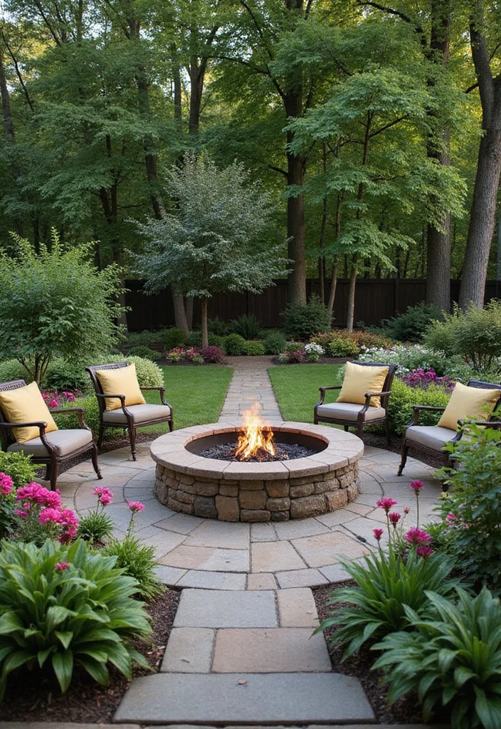 12 Simple Backyard Fire Pit Ideas for Cozy Relaxing Nights 100 12 Simple Backyard Fire Pit Ideas for Cozy Relaxing Nights - 10. Fire Pit with Surrounding Garden
