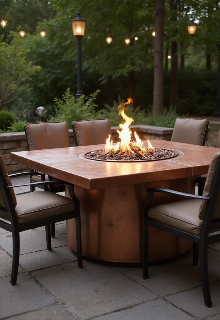 12 Simple Backyard Fire Pit Ideas for Cozy Relaxing Nights 45 12 Simple Backyard Fire Pit Ideas for Cozy Relaxing Nights - 5. Copper Fire Pit Table