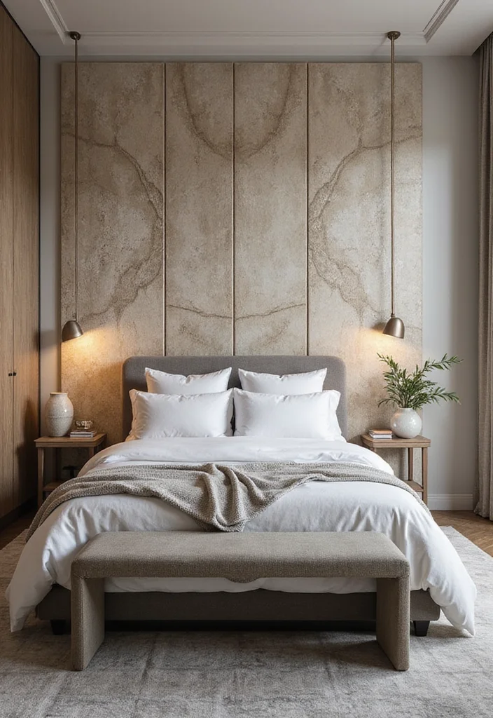 12 Wall Paneling Ideas Bedroom for Depth, Texture, and Style - 4. Textured Wallpaper Panels