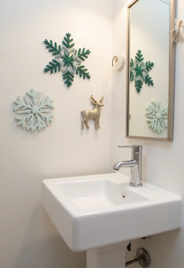 14 Bathroom Christmas Decor Ideas for Festive Cheerful Style - 12. Holiday-Themed Wall Hooks