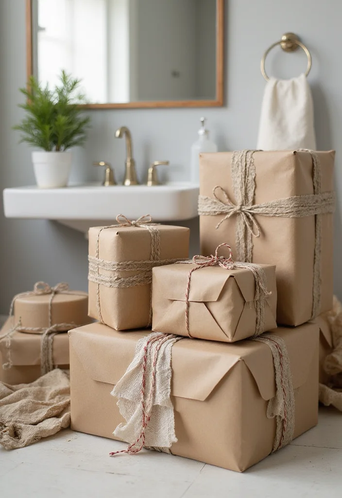 14 Bathroom Christmas Decor Ideas for Festive Cheerful Style - 13. Sustainable Gift Wrap