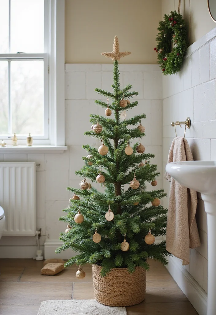14 Bathroom Christmas Decor Ideas for Festive Cheerful Style - 14. Eco-Friendly Christmas Tree