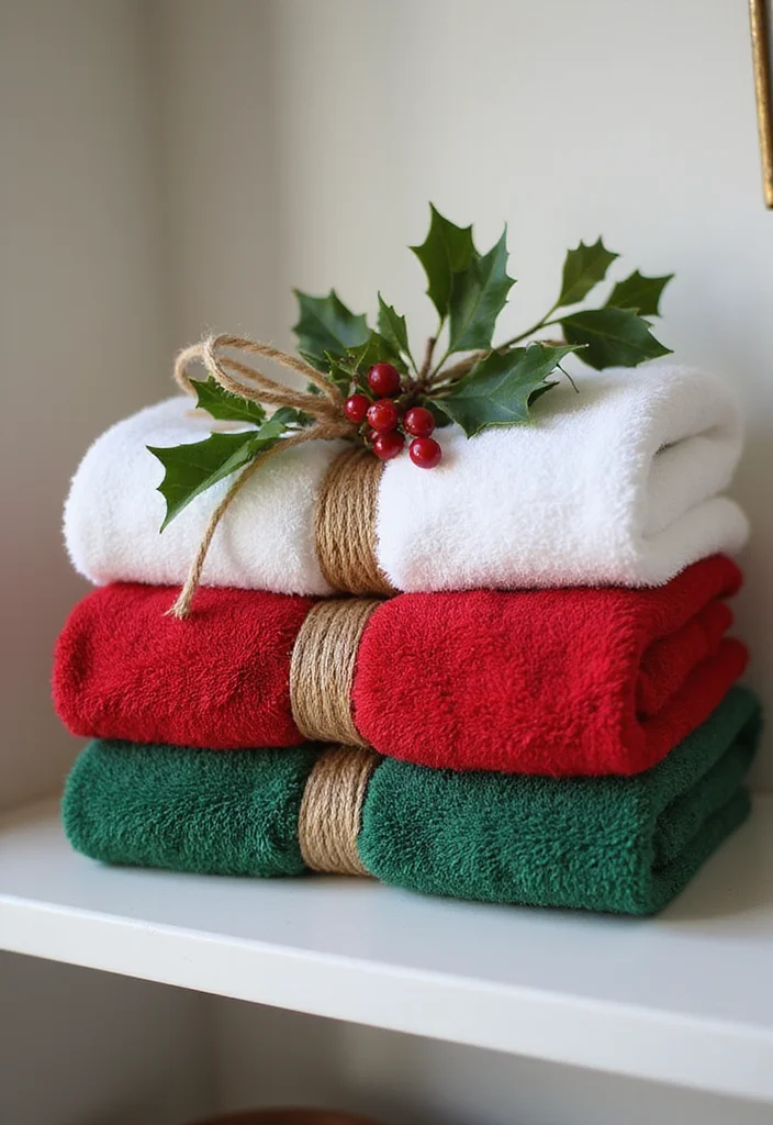 14 Bathroom Christmas Decor Ideas for Festive Cheerful Style - 2. Eco-Friendly Bath Towels