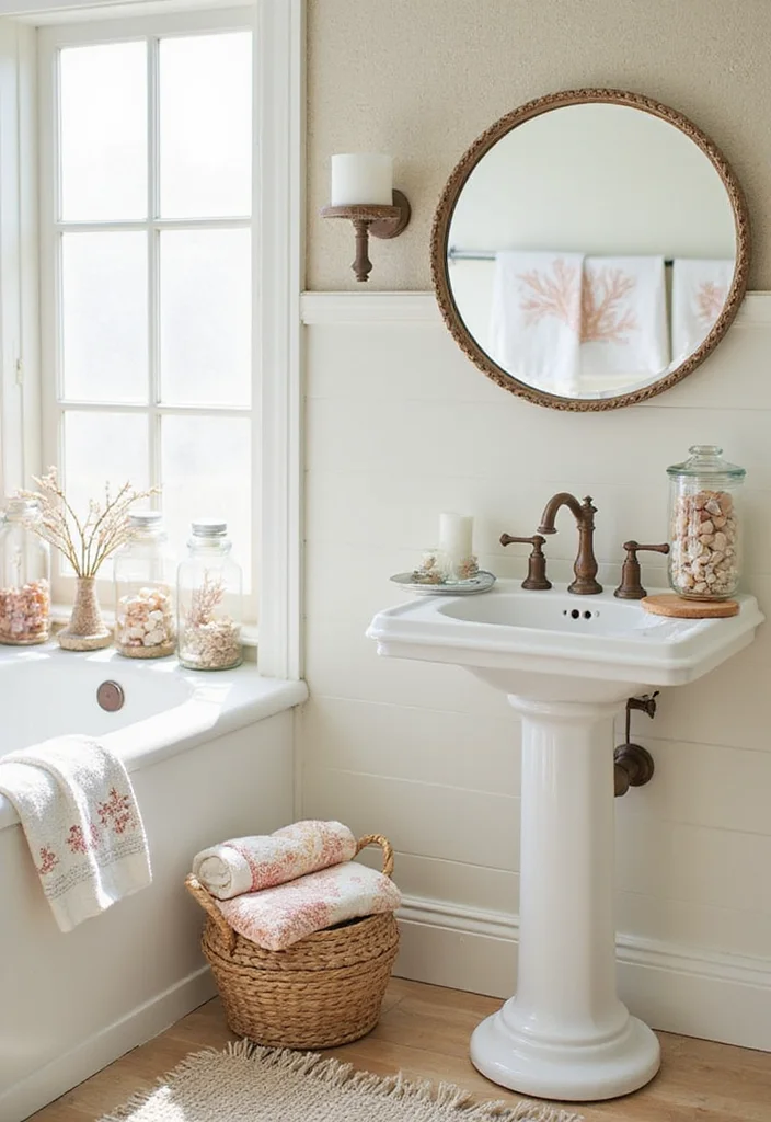 14 Beach Bathroom Ideas for Breezy Calm Coastal Style - 13. Shell and Coral Accents
