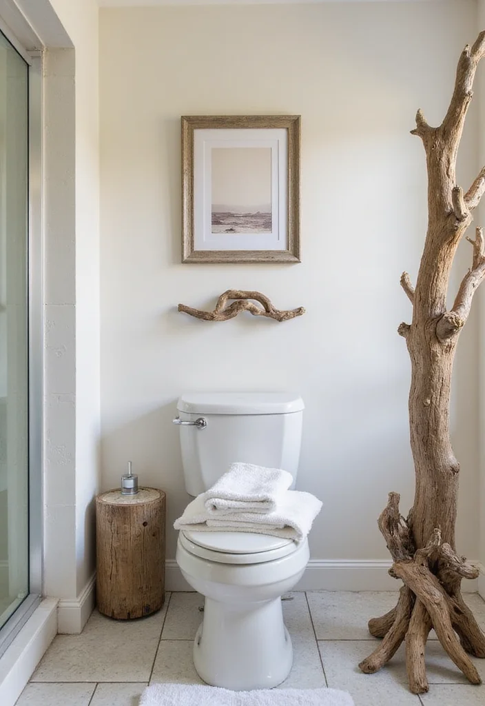 14 Beach Bathroom Ideas for Breezy Calm Coastal Style - 8. Driftwood Decor