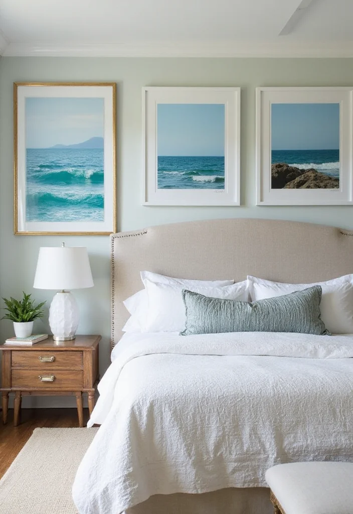 14 Beach Bedroom Ideas for Breezy Light Coastal Calm - 5. Ocean-Inspired Artwork