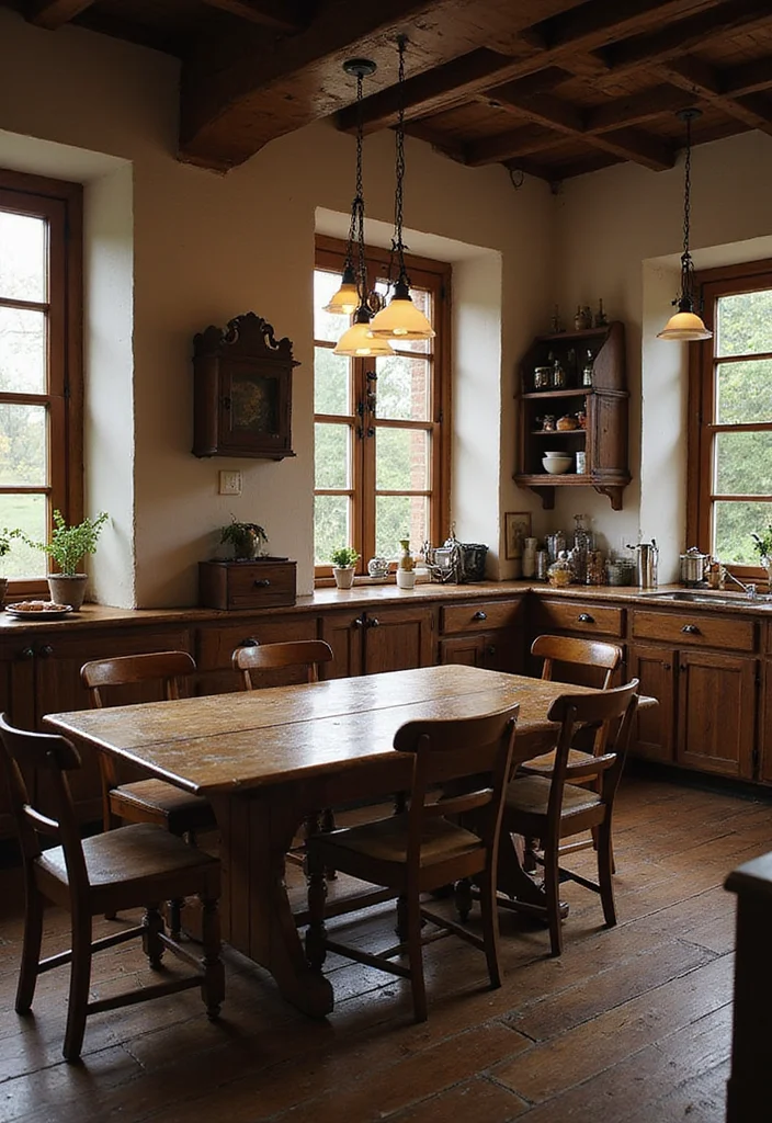 14 French Country Kitchen Ideas for Soft Rustic Romantic Charm - 12. Antique Furniture