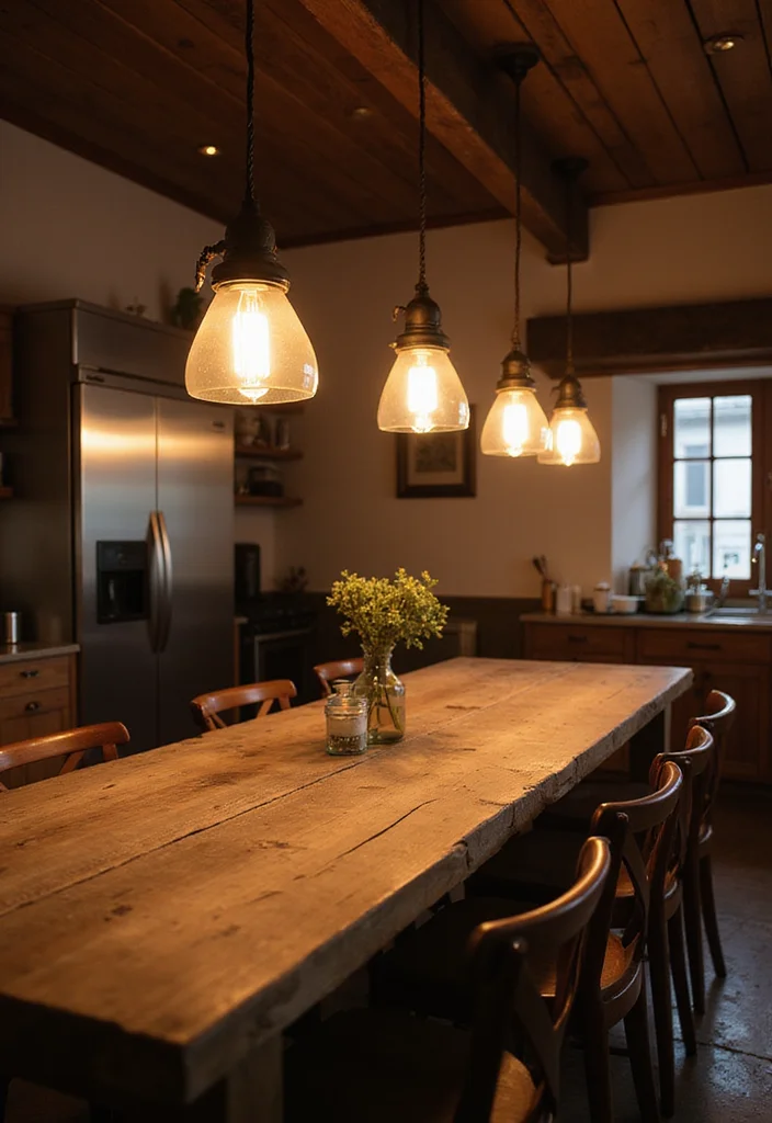 14 French Country Kitchen Ideas for Soft Rustic Romantic Charm - 7. Elegant Lighting Fixtures