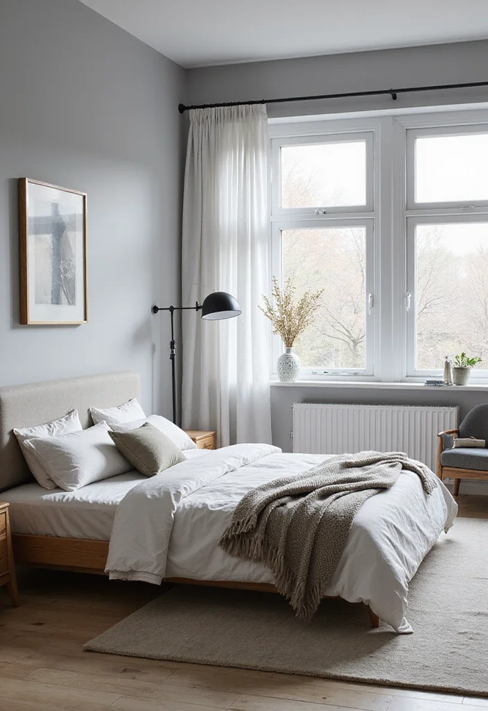 14 Grey and White Bedroom Ideas for Clean Calm Modern Neutrals - 1. Sleek Scandinavian Minimalism