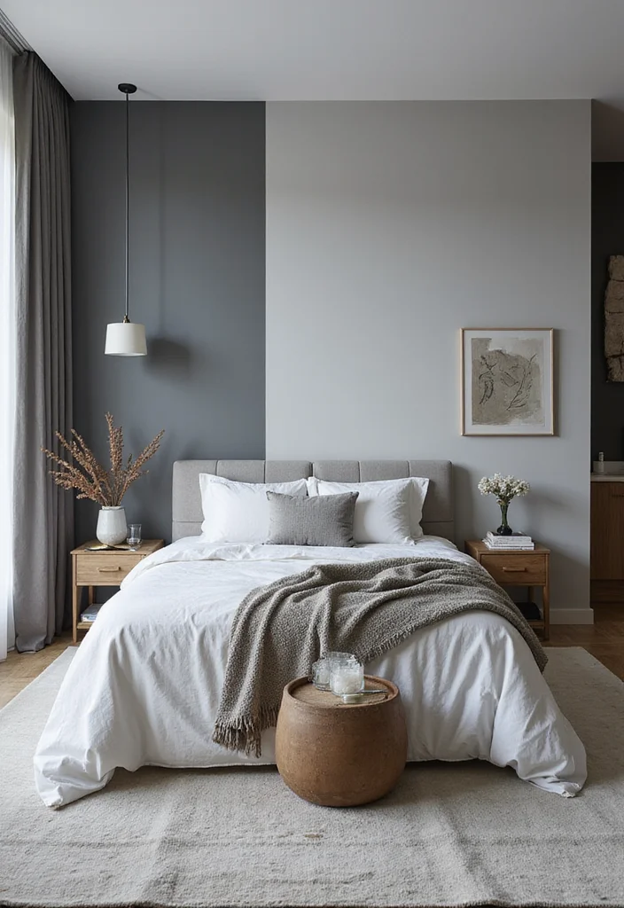 14 Grey and White Bedroom Ideas for Clean Calm Modern Neutrals - 12. Bold Accent Walls