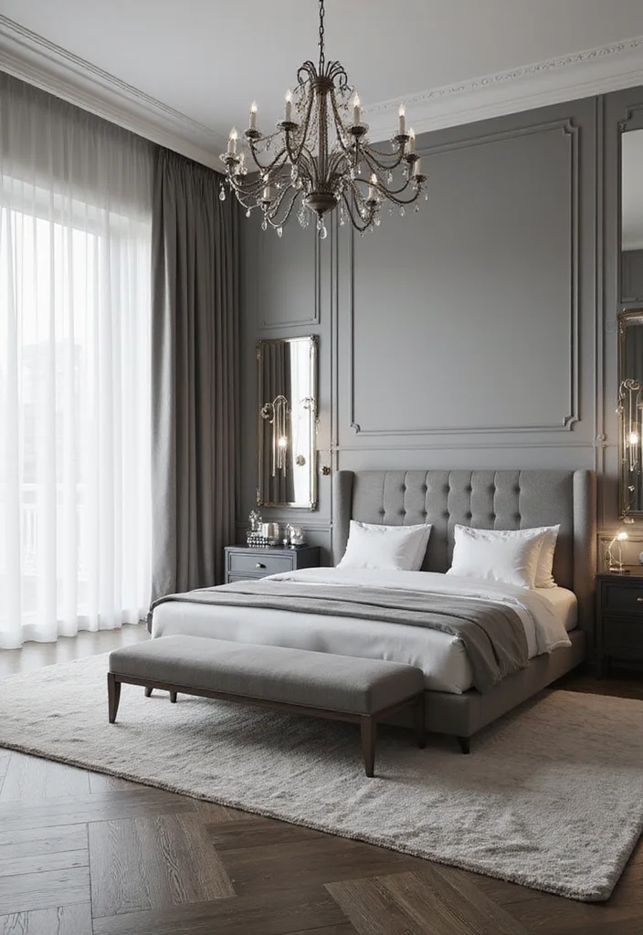 14 Grey and White Bedroom Ideas for Clean Calm Modern Neutrals - 3. Elegant Modern Touches