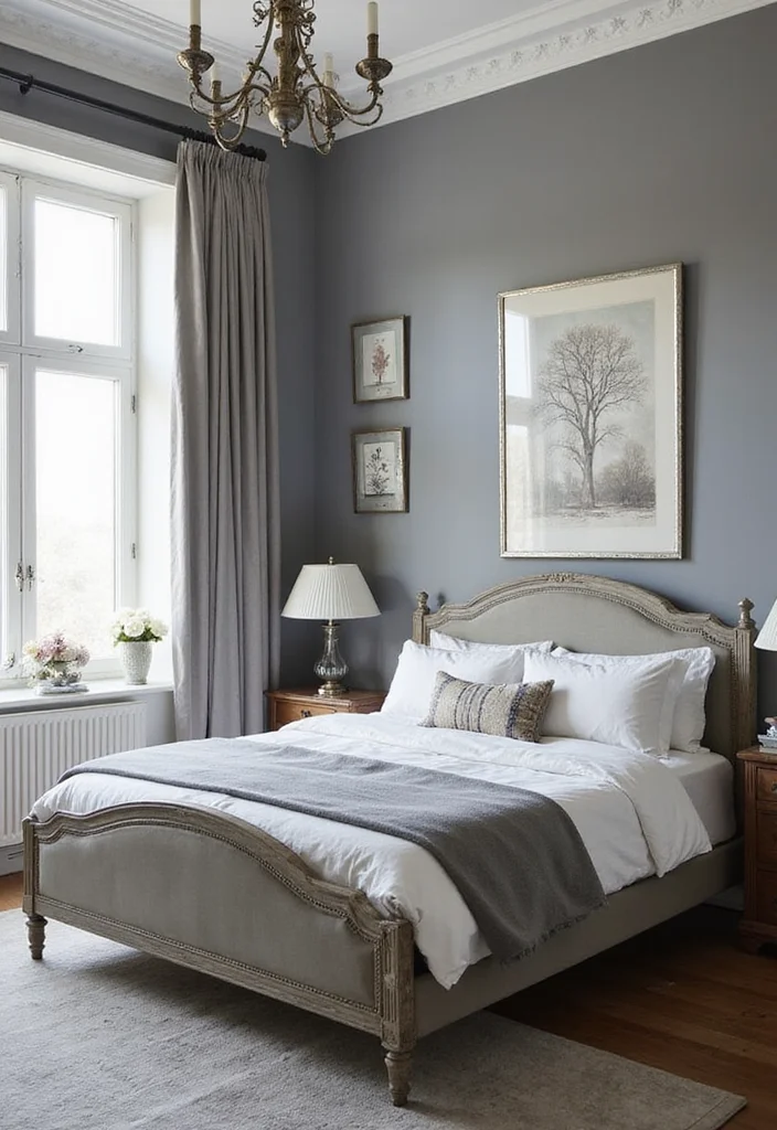 14 Grey and White Bedroom Ideas for Clean Calm Modern Neutrals - 8. Vintage Glamour