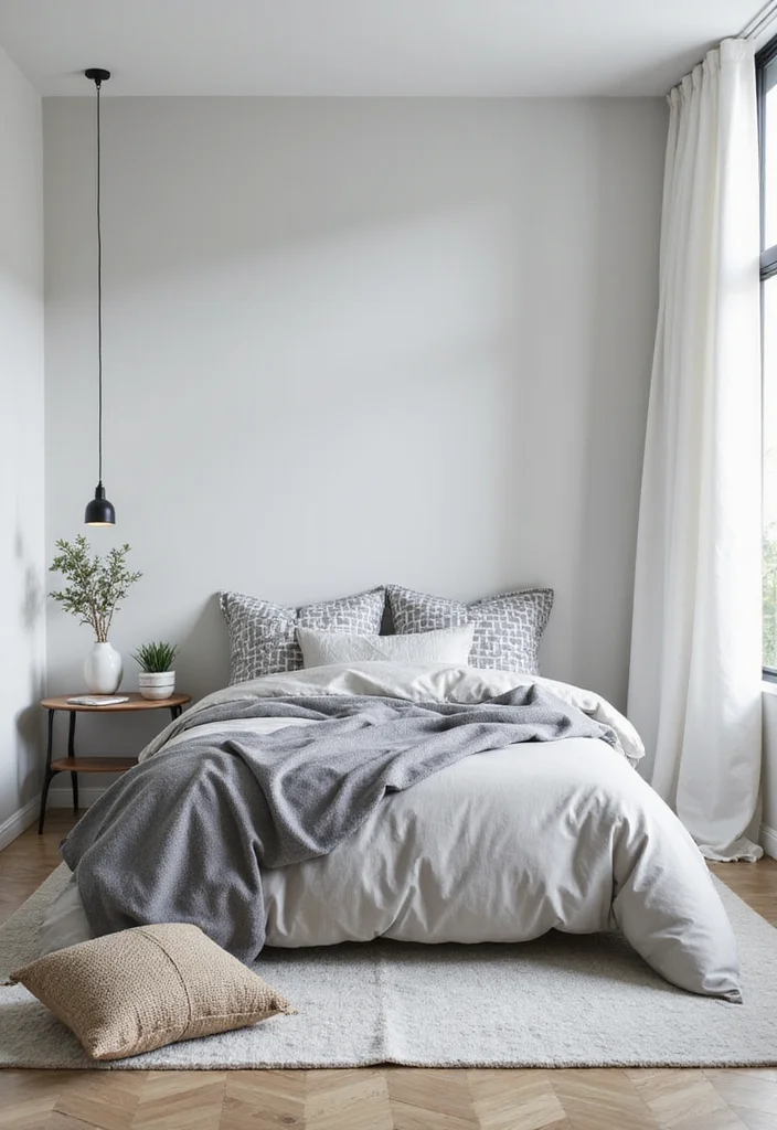 14 Grey and White Bedroom Ideas for Clean Calm Modern Neutrals - 9. Simple Geometric Patterns