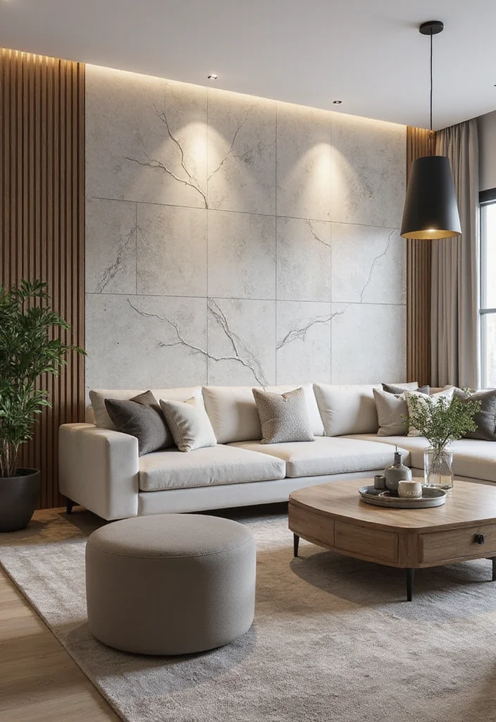 14 Living Room Accent Wall Ideas for Color, Texture, and Depth - 11. Eco-Friendly 3D Wall Panels