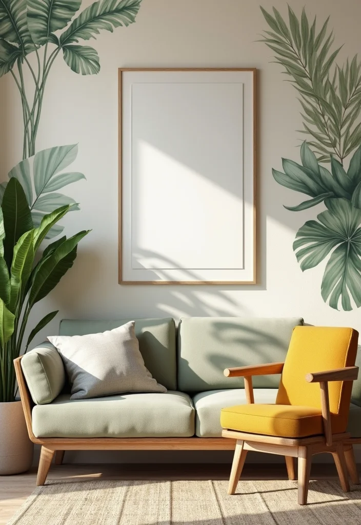 14 Living Room Accent Wall Ideas for Color, Texture, and Depth - 4. Eco-Friendly Wallpaper