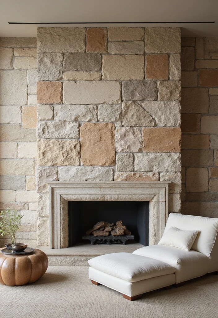 14 Living Room Accent Wall Ideas for Color, Texture, and Depth - 6. Natural Stone Feature Wall