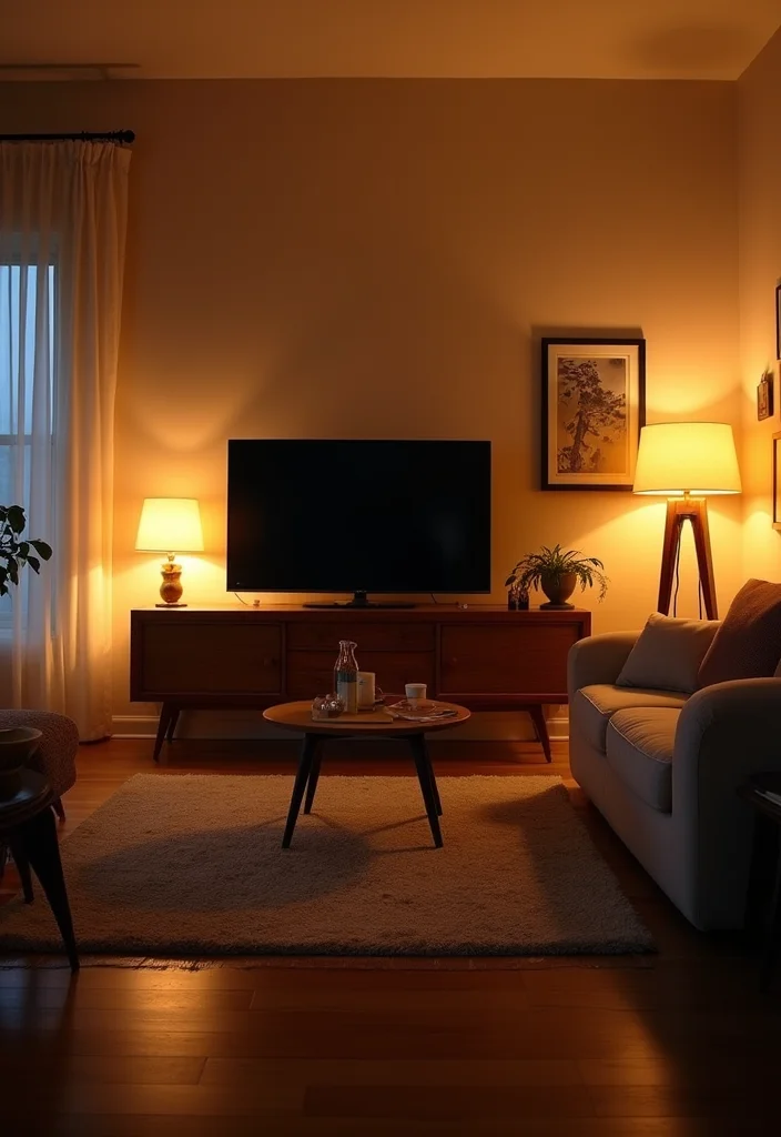 14 Living Room TV Ideas for Clean Stylish Functional Setup - 11. Soft Lighting Solutions