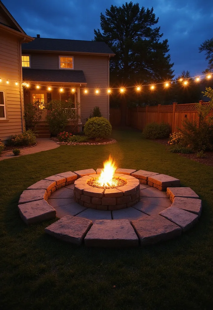 14 Long Backyard Ideas Design for Functional Beautiful Space - 11. Cozy Fire Pit Area