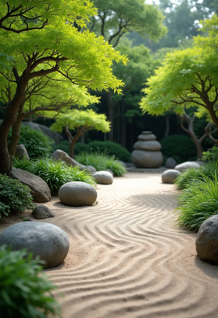 14 Long Backyard Ideas Design for Functional Beautiful Space - 4. Tranquil Zen Garden