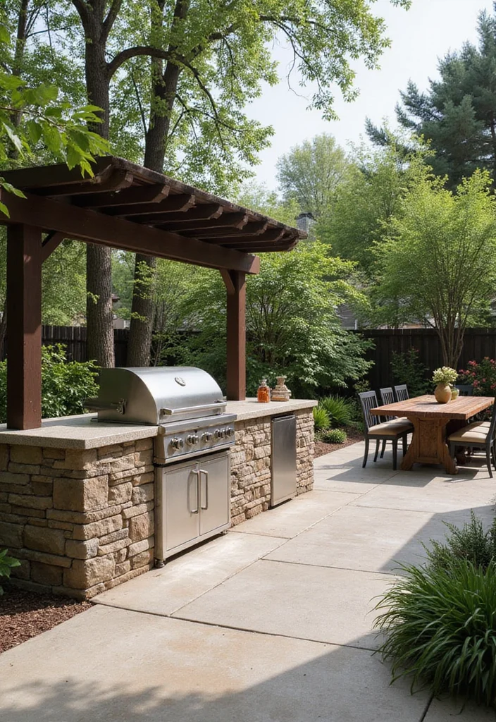 14 Long Backyard Ideas Design for Functional Beautiful Space - 5. Outdoor Kitchen