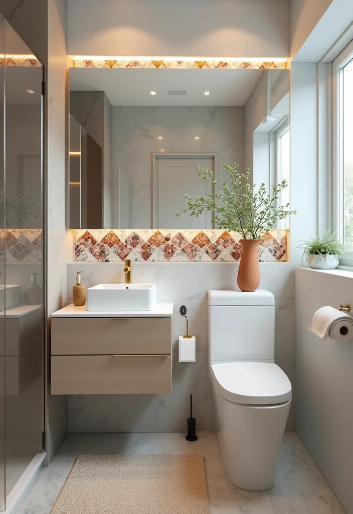 14 Long Narrow Bathroom Ideas for Better Flow and Smart Layouts - 9. Clever Backsplash Ideas